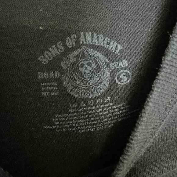 Sons Of Anarchy Small T-Shirt Mens Black Faux Patch SOA SAMCRO Grim Reaper VGC - Picture 4 of 7